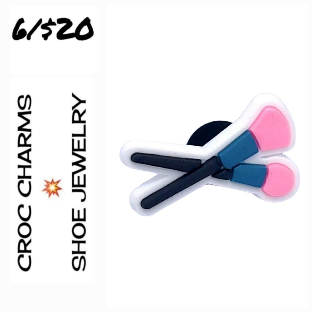 6/$20 Makeup Brush Cosmetics Croc Charm Shoe Jewelry Girly Powder Brushes